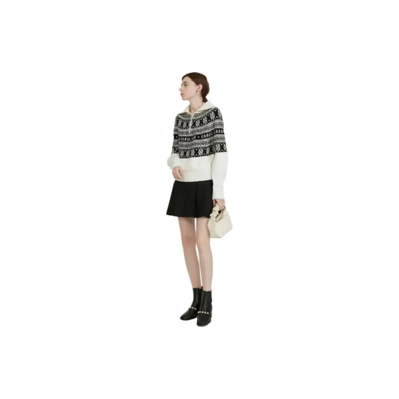 Caroline Sweaters Women's Black White-2