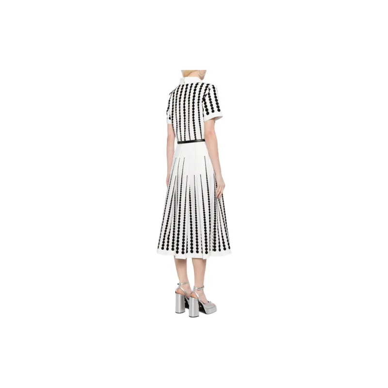 ELIE SAAB Embroidered Belted Pleated Midi Dress-2