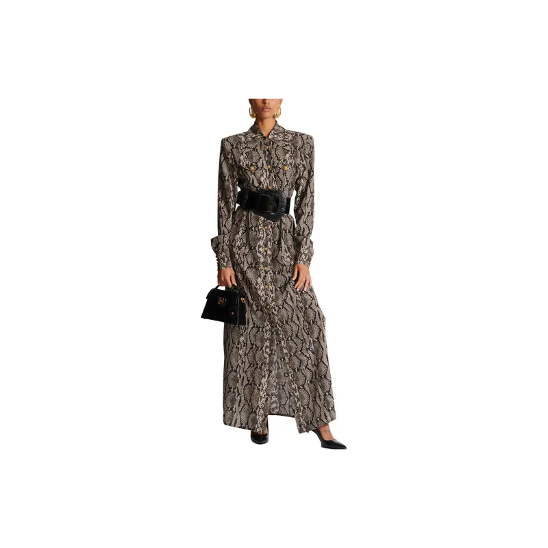 BALMAIN Printed Maxi Shirt Dress-1
