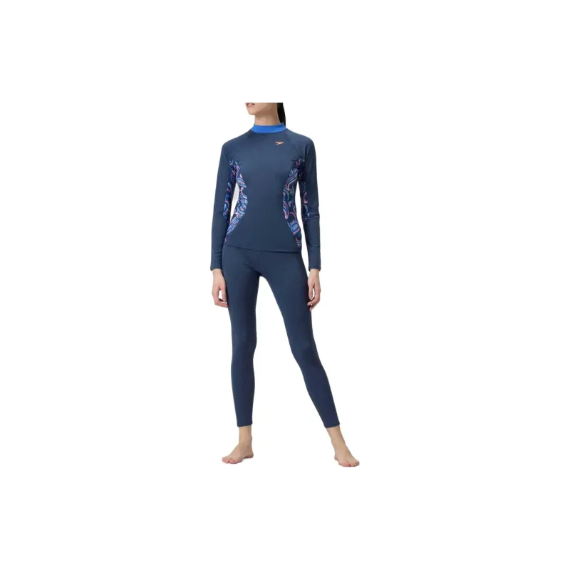 Speedo Panel Legging Swimming Shorts Women's Marine Blue-5