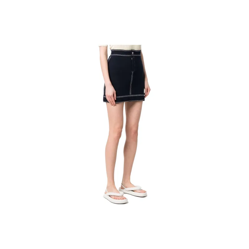Barrie Contrast stitch Mini Skirt-3