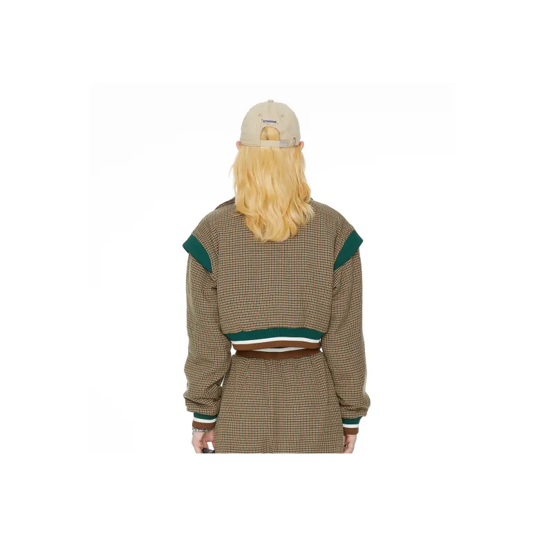 Guuka Hero Jackets Coats Women's Green Houndstooth-2