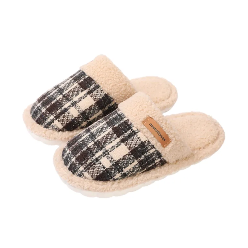 Cotton Slippers For Fall And Winter Indoor Unisex Slip Resistant Fleece Lined Warm Couple's Floor Cotton Slippers-5