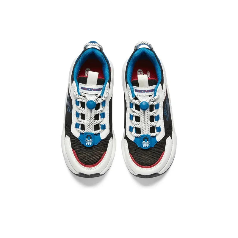 Skechers Cushioning Wear-Resistant Low-Top Kids' Running Shoes White Black Blue Teenagers-3