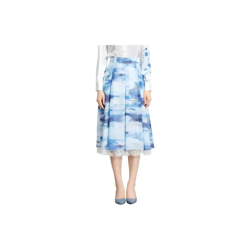 BBLLUUEE Casual Long Skirt Women's Sea Blue-0