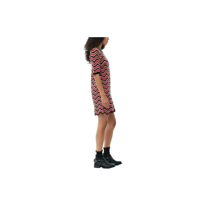 GANNI Wavey Detailed Crochet Mini Dress-3