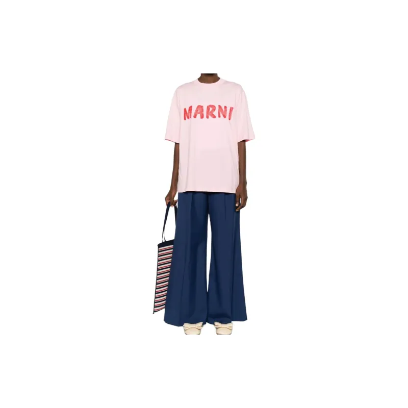 MARNI Logo Waist Pleated Pants-1