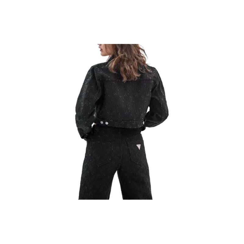 GUESS Originals Lace Denim Cropped Jacket Jackets Coats Women's Black-2