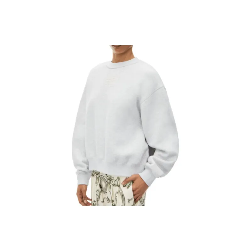 T By Alexander Wang Essential Puff Logo Terry Crewneck Sweatshirt Heather Grey-5