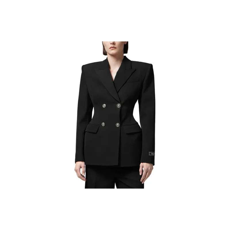 VERSACE Hourglass Double Breasted Blazer 'Black'-1