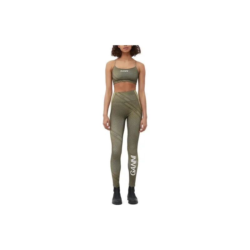 GANNI Active Ultra High Waist Leggings Casual Pants Women's Green-2
