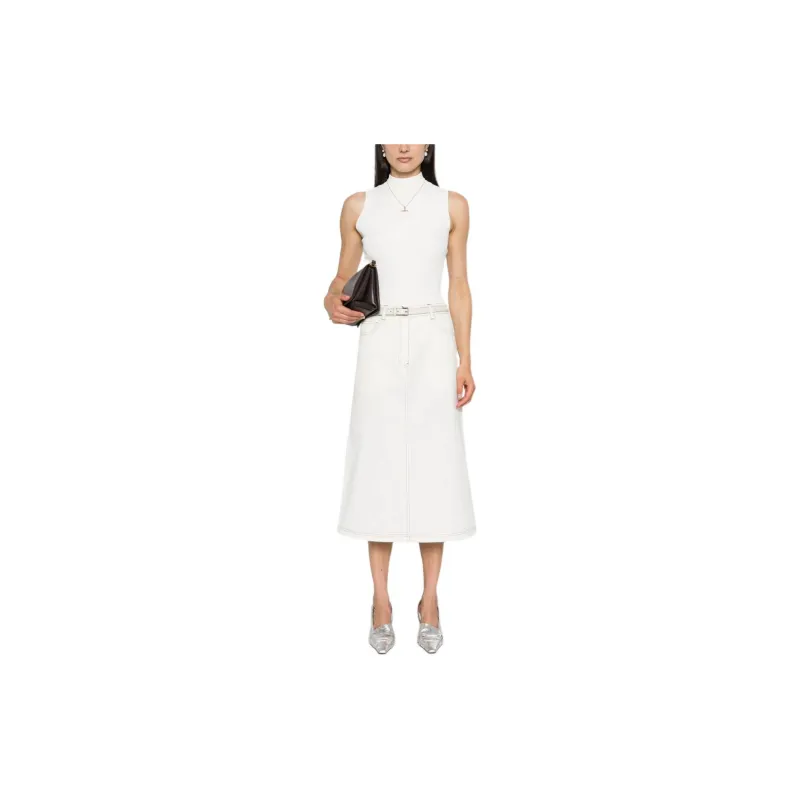 TOTEME Low Rise Contrast Stitched Midi Skirt-1
