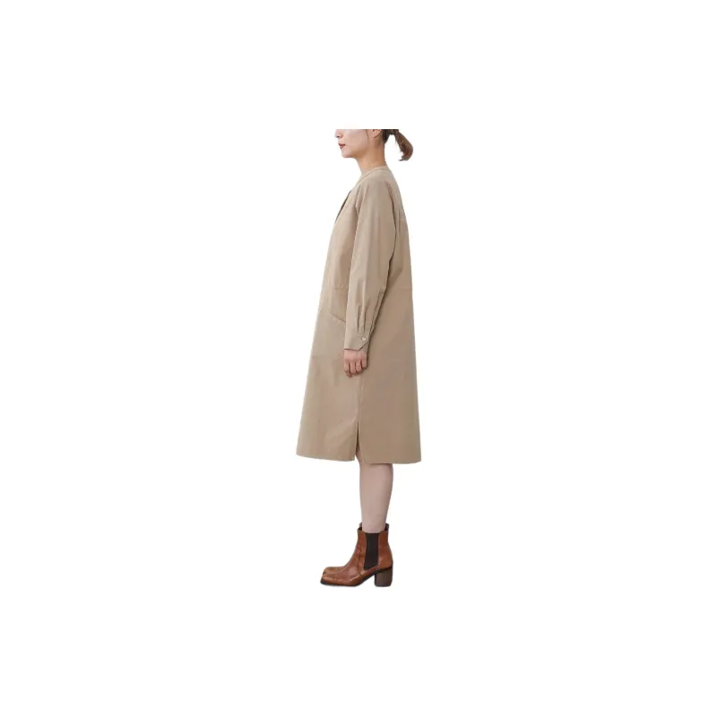 Beams Long Sleeved Dress Women's Light Umber-6
