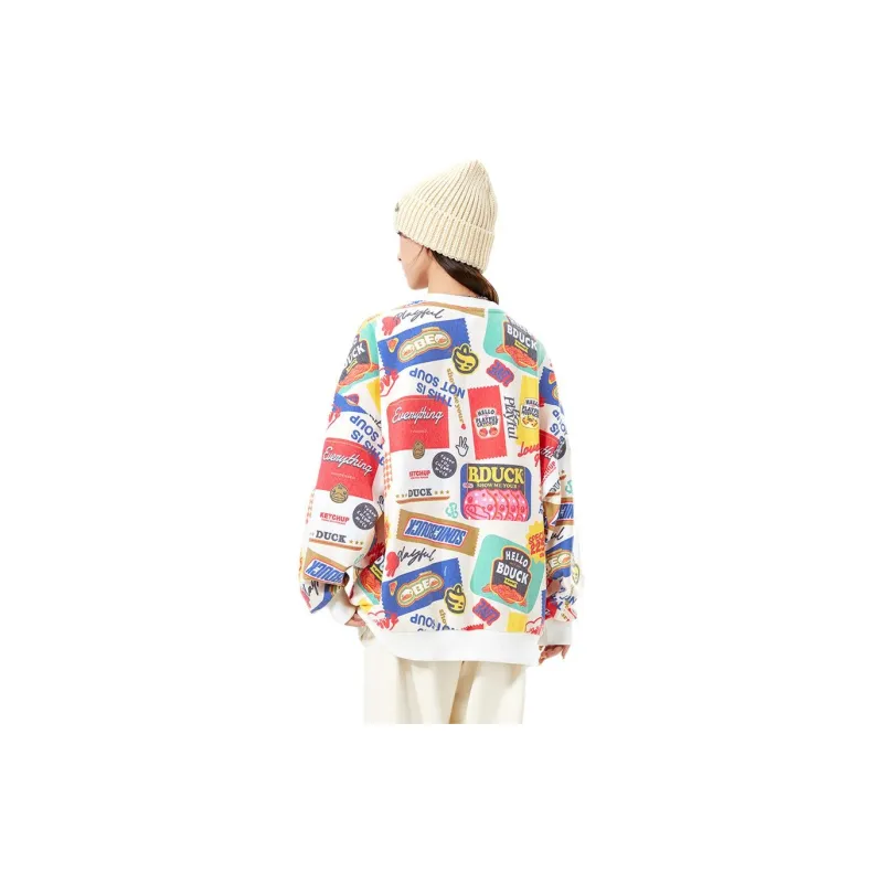 B.Duck Sweatshirt Women's Beige All Over Print-1