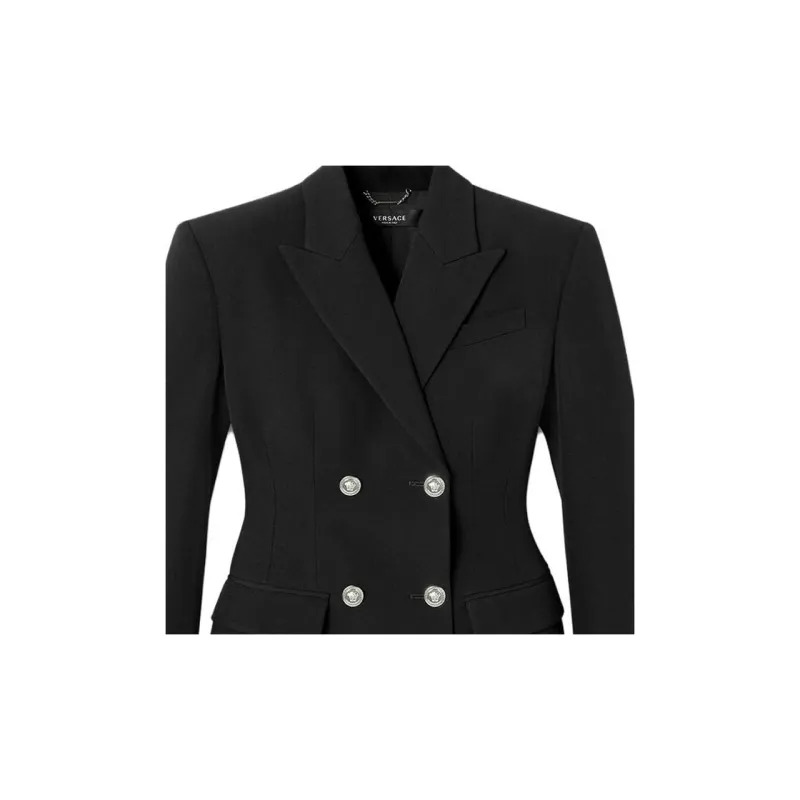 VERSACE Hourglass Double Breasted Blazer 'Black'-5