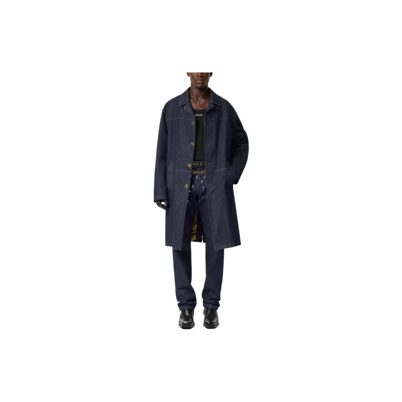 VERSACE Button Down Denim Coat-3