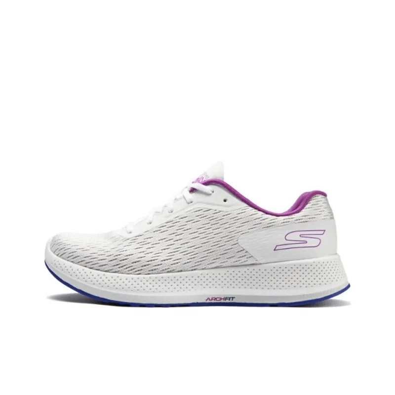 Skechers Cushioning Anti Slip And Wear Resistant Low Top Running Shoes Women's Purple White-0
