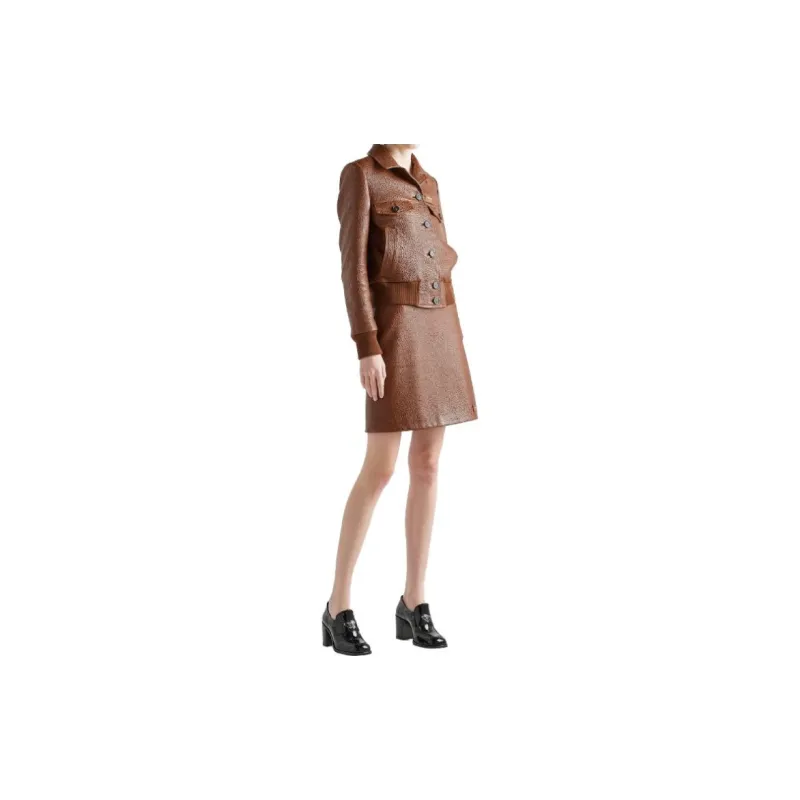 PRADA Crocodile embossed Leather Jacket-1