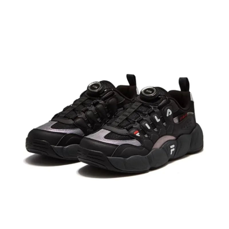 FILA KIDS Croissant Abrasion Resistant Shock Absorbers Low Top Children's Basketball Shoes Black Unisex-2