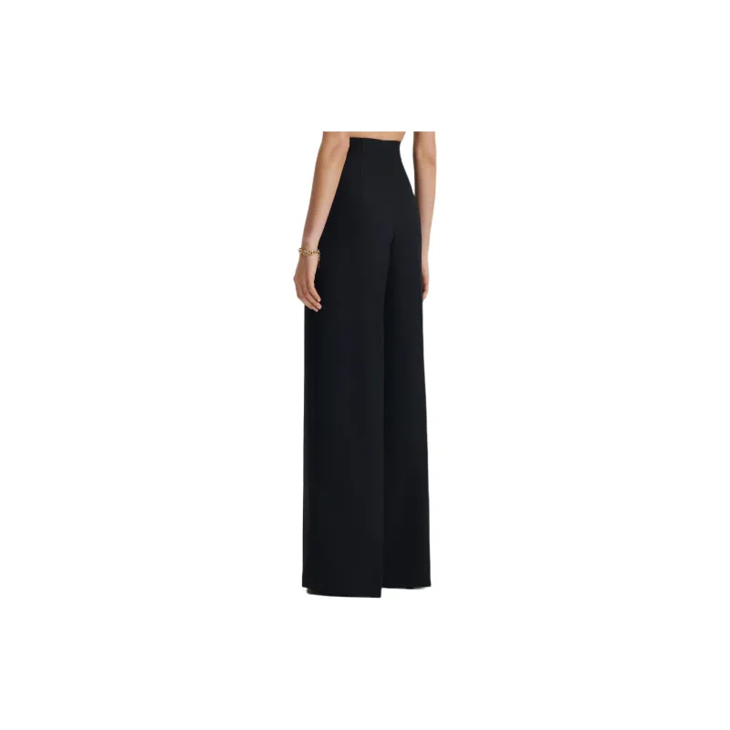 SCANLAN THEODORE Wool Barathea Wide Leg Trouser Casual Pants Women's Black-2
