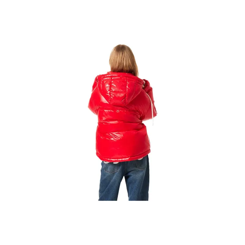 Ed Hardy FW23 Down Jacket Women's Warm Fluorescent Rose Red-2