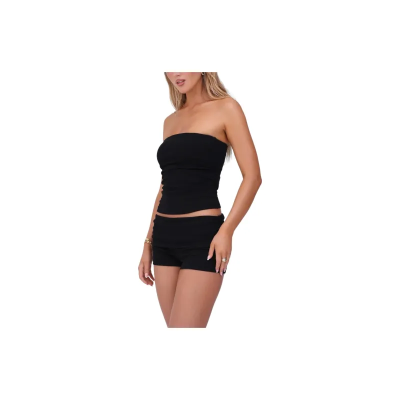 Tiger Mist HARRIETT RIB TUBE TOP Strapless Top Women's Black-4
