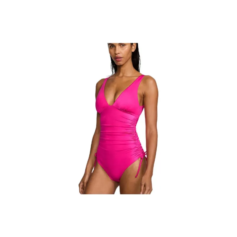 Victoria's Secret Ruched Plunge One-Piece Swimsuit / Pink One-Piece Swimsuits Women's Pink-1