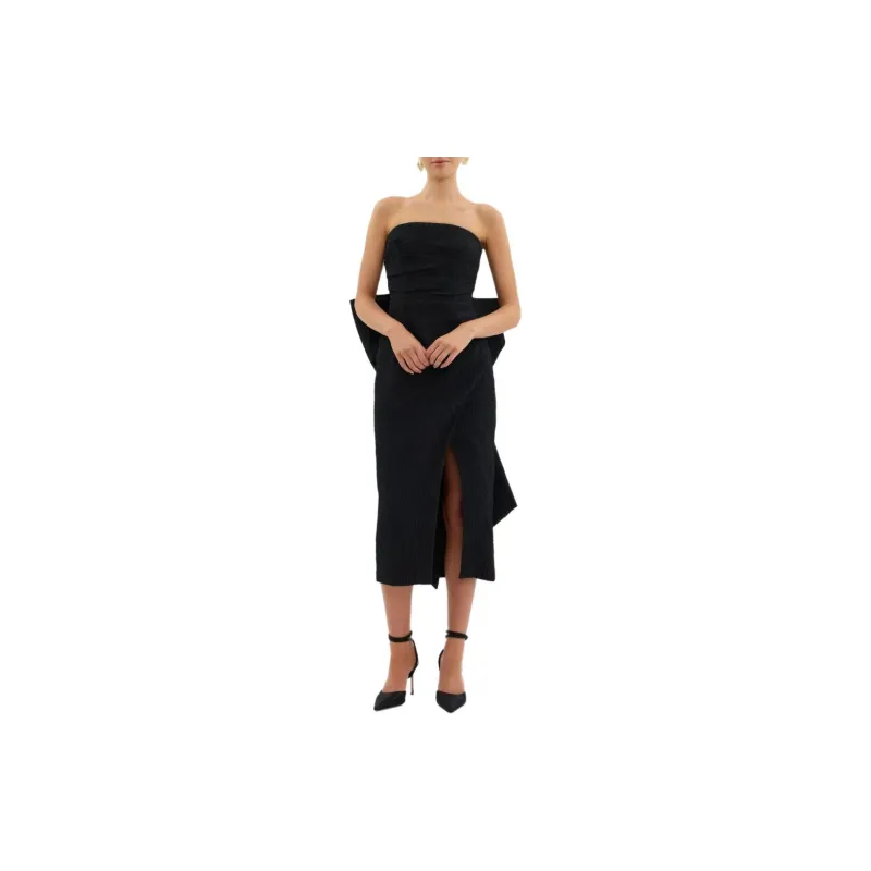 Rebecca Vallance Helene Oversize bow Strapless Midi Dress-1