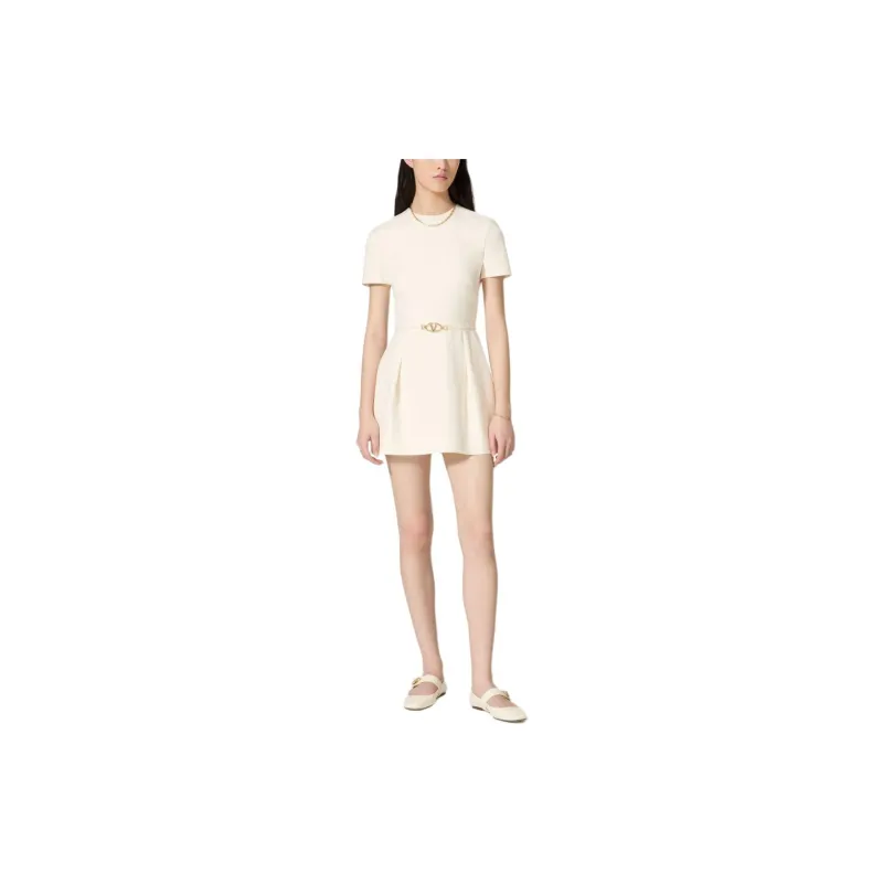 Valentino Short Sleeved Dresses Women's White-1