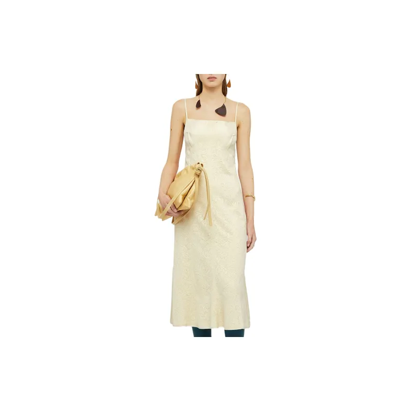 JIL SANDER Lace embroidery Square neck Midi Dress-1