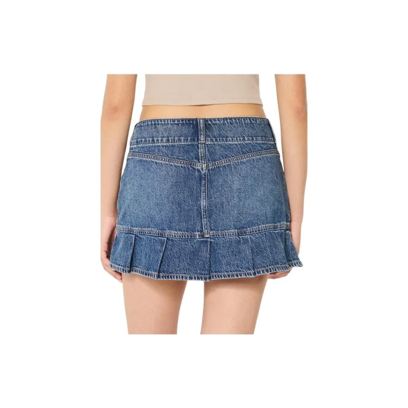 Hollister Denim Short Skirts Women's Blue-3