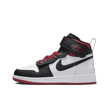 Jordan Air Jordan 1 FlyEase Anti Slip Wear Resistant High Top Children's Basketball Shoes Black Red Teenagers