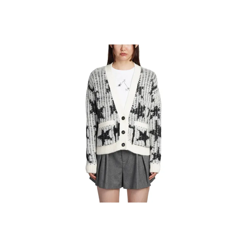 RED VALENTINO REDValentino Star Intarsia Knit Long Sleeved Cardigan-2