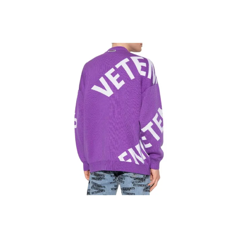 Vetements Giant Logo Knitted Sweater 'Ultraviolet/White'-2