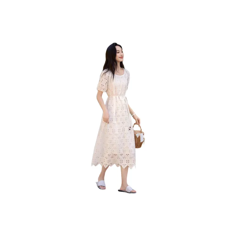 Mo Han Yi Mei Short Sleeved Dress Women's Raw White-1