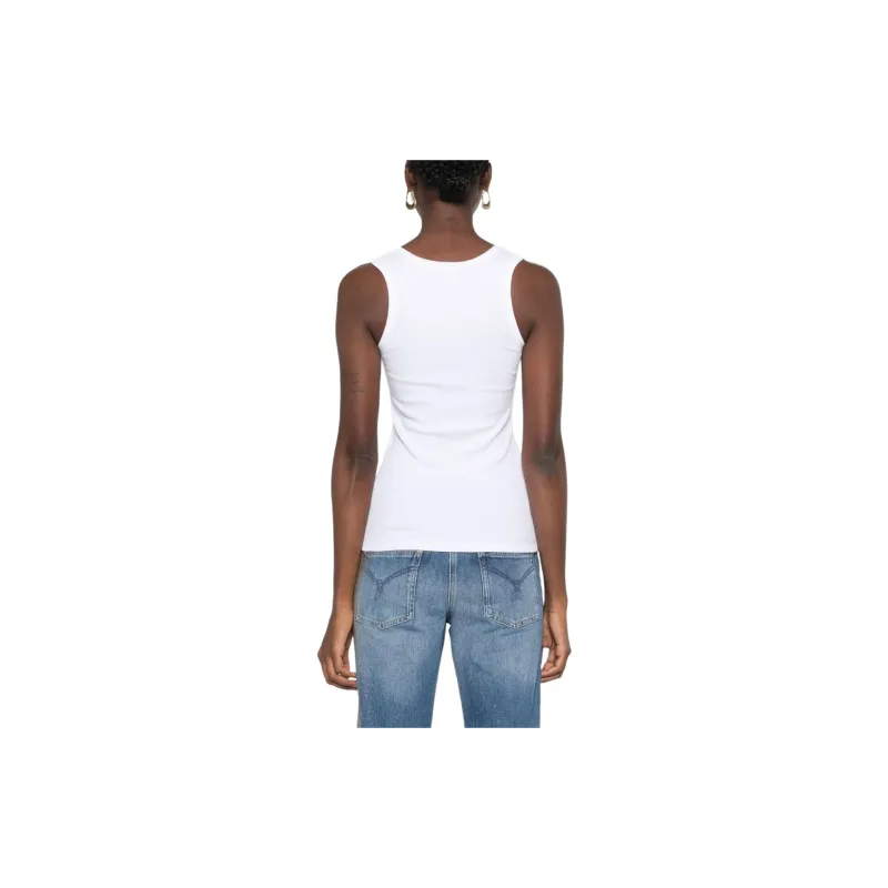 PINKO Calcolatore Logo Printed Ribbed Tank Top-2