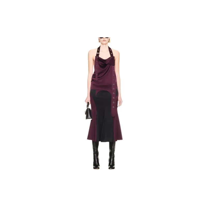 OFF-WHITE Panelled Satin Midi Skirt-1
