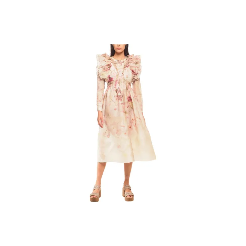Zimmermann FW23 Long Sleeved Dress Women's Beige-1