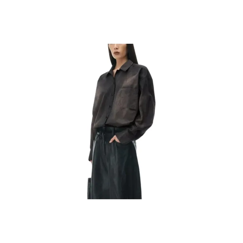 Alexander Wang Oversized Shirt In Cotton Twill Shirt Women's Black-1