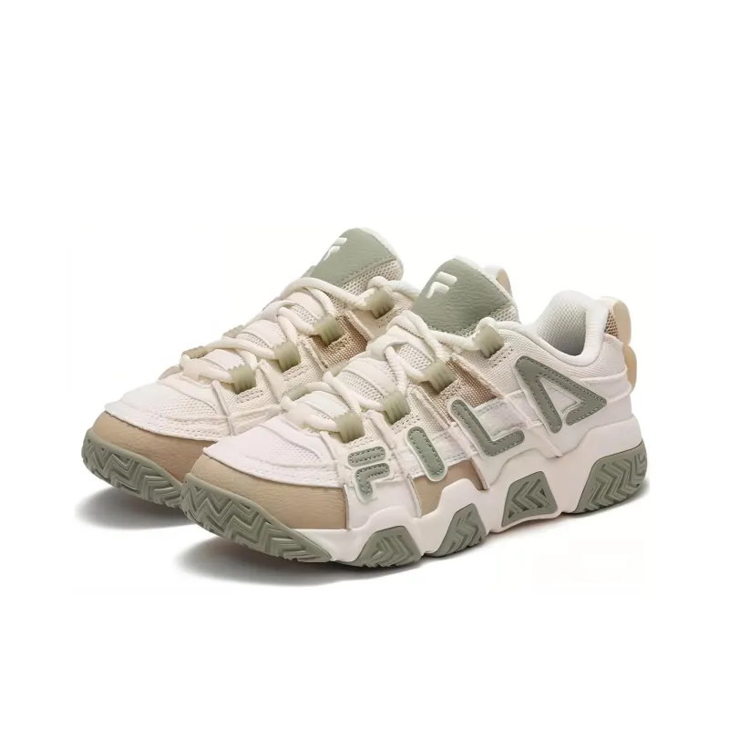 FILA FUSION BARRICADE Puffy Shoes Anti Slip Wear Resistant Low Top Casual Shoes Women's White Green-1
