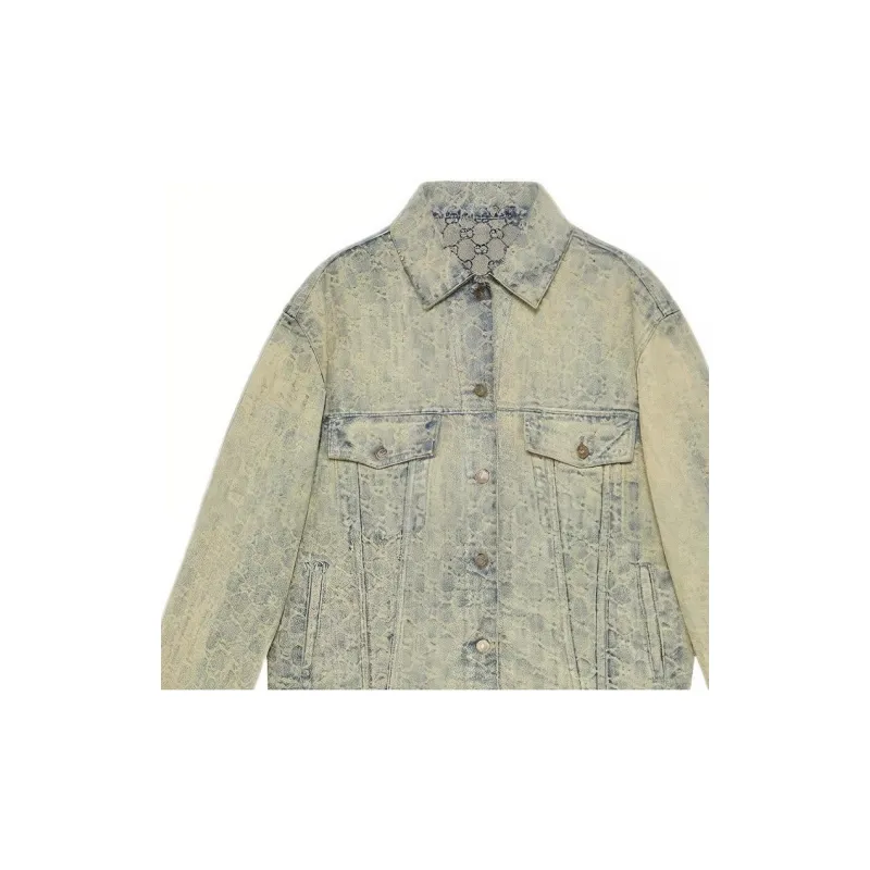 GUCCI Denim Jacket Women's Gray-4
