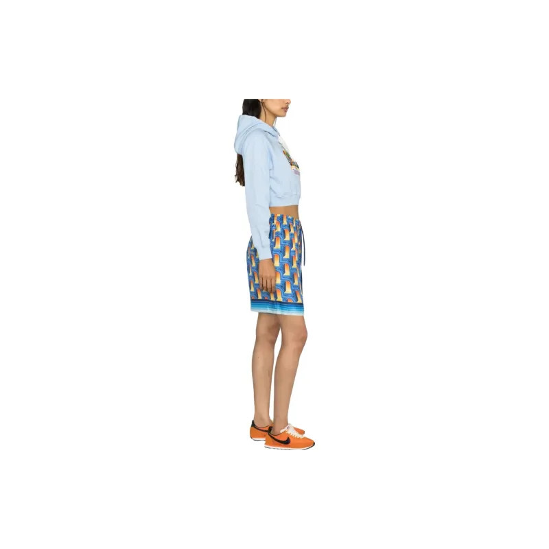 CASABLANCA Casa Phantastica Embroidered Cropped Hoodie 'Blue'-3