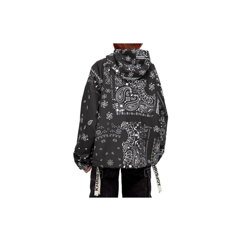 KHRISJOY Bandana Print Zip Up Windbreaker Jacket-3