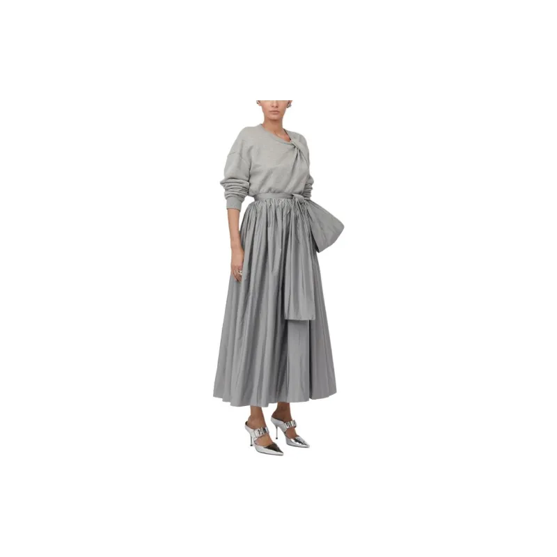 Alexander McQueen SS24 Casual Long Skirts Women's Silver-3