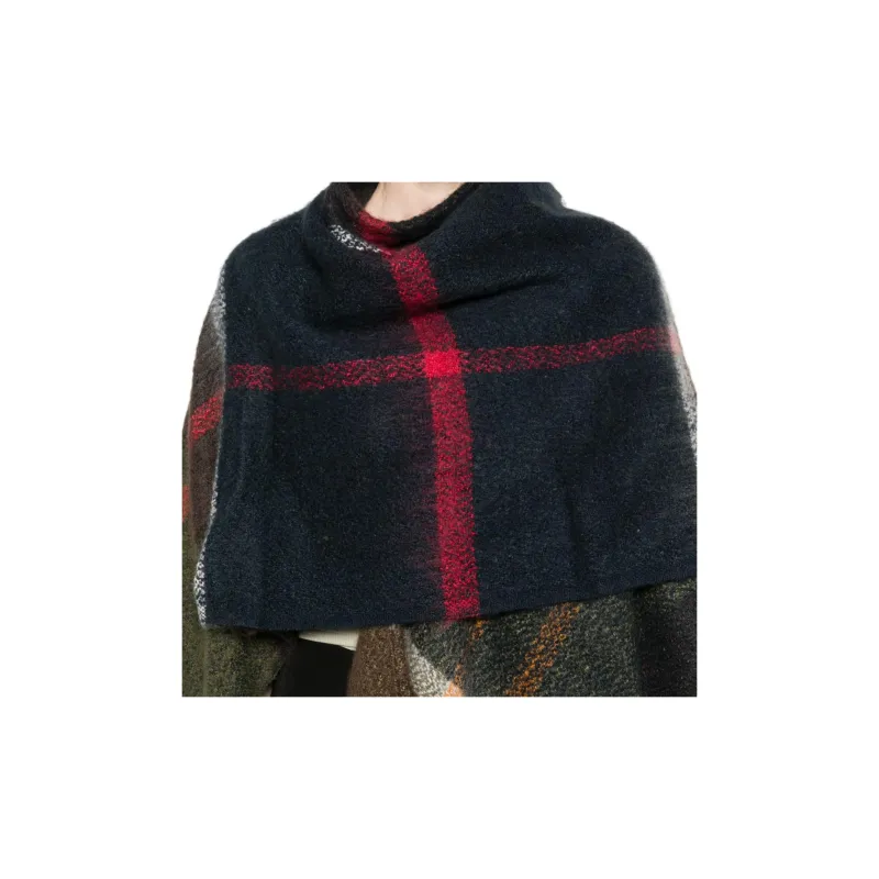 BARBOUR Checked V-Neck Cape-4
