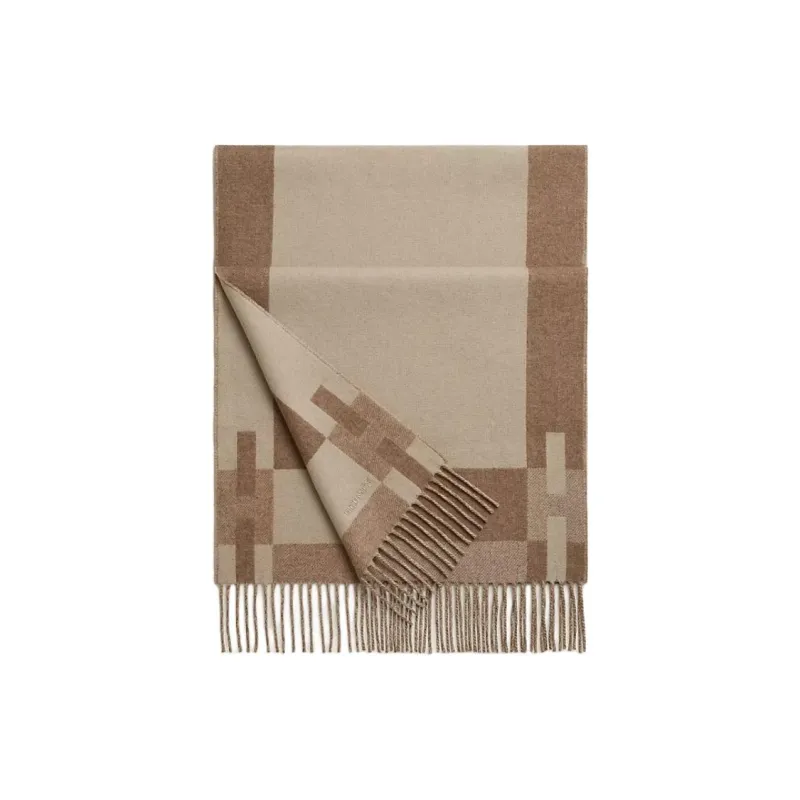 HERMES Cashmere Knit Scarves Women's Chalk White-0