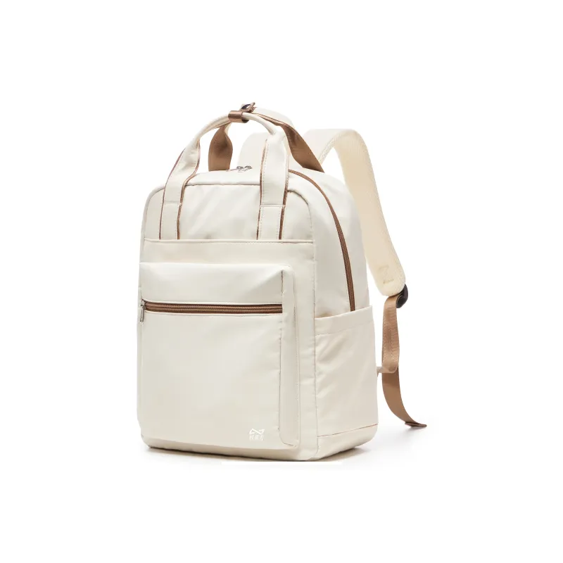 KEYSTREET Nylon Backpack Regular Unisex Beige White Brown/Black-1