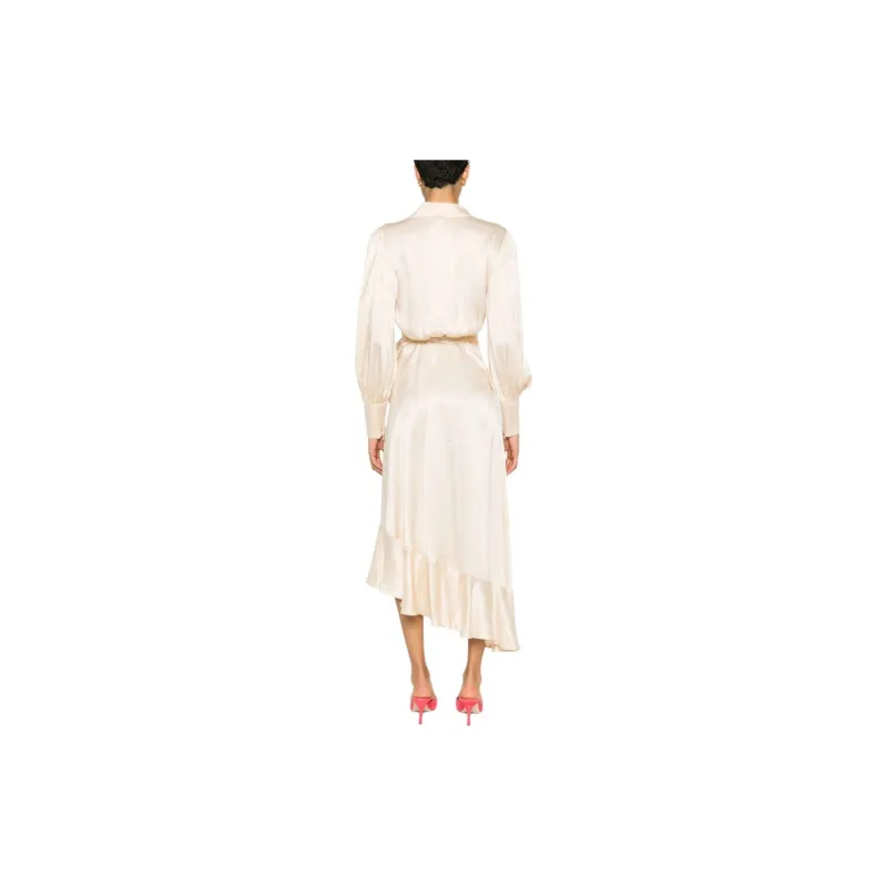 Zimmermann V-Neck Asymmetric Hem Midi Dress-3