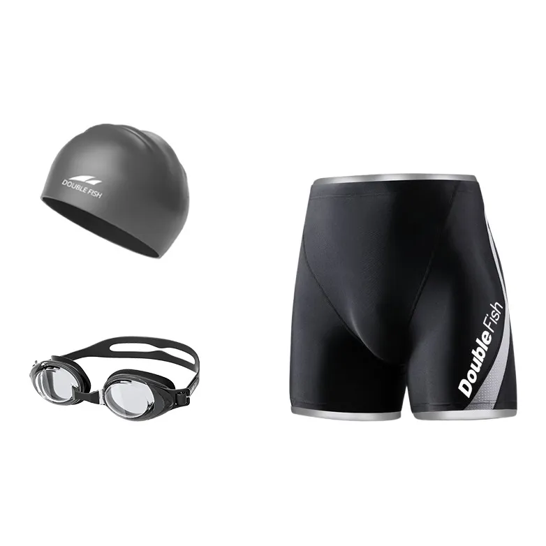 DOUBLEFISH Swimming Sets Polyester Polyamide Elastane Beach Pool Snorkeling Men's Black-3