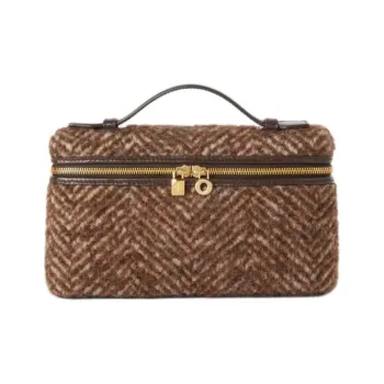 Loro Piana Mohair Alpaca Virgin Wool Shoulder Bag Crossbody Bag Handbag Women's Dark Liquorice Chocolate